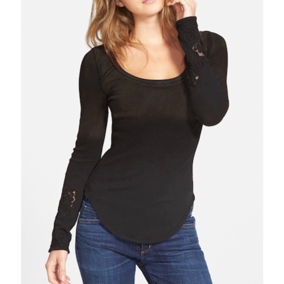 Free People Tops - Free People newbie thermal Masquerade cuff black M